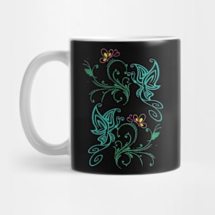 Butterflies and flowers in tattoo style Mug